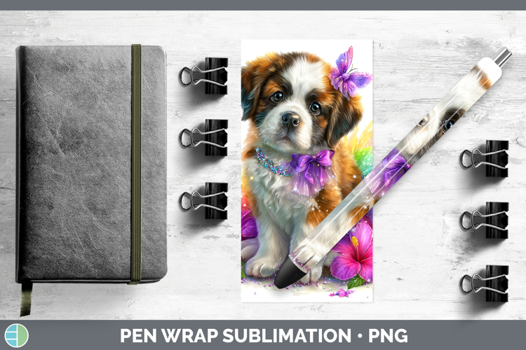 Dogs 01 Rainbow Summer Saint Bernard Pen Wrap Sublimation Pe