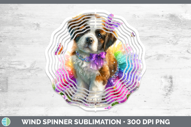 Dogs 01 Rainbow Summer Saint Bernard Wind Spinner Sublimatio