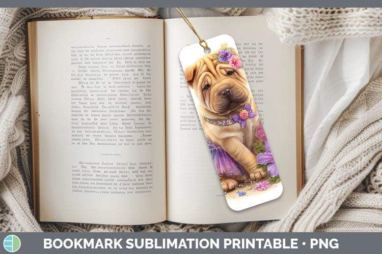 Dogs 01 Rainbow Summer Shar Pei Bookmark Sublimation Printab