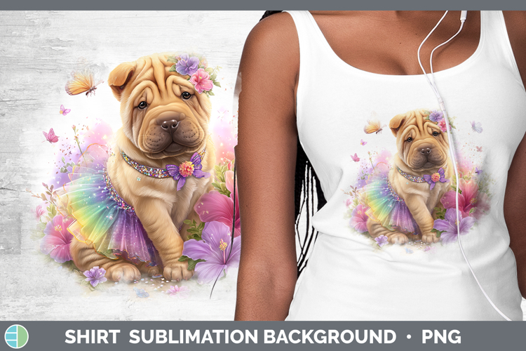 Dogs 01 Rainbow Summer Shar Pei Shirt Sublimation Background