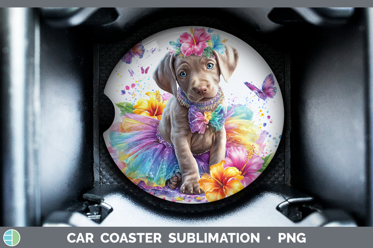 Dogs 01 Rainbow Summer Weimaraner Car Coaster Sublimation D