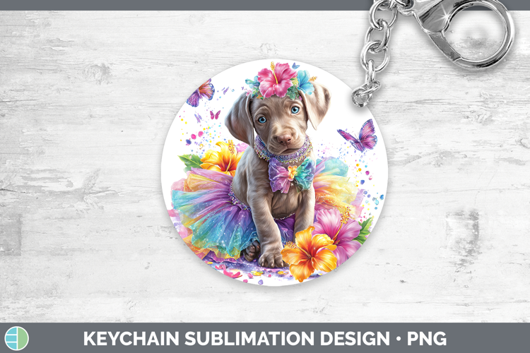 Dogs 01 Rainbow Summer Weimaraner Keychain Sublimation Keyri