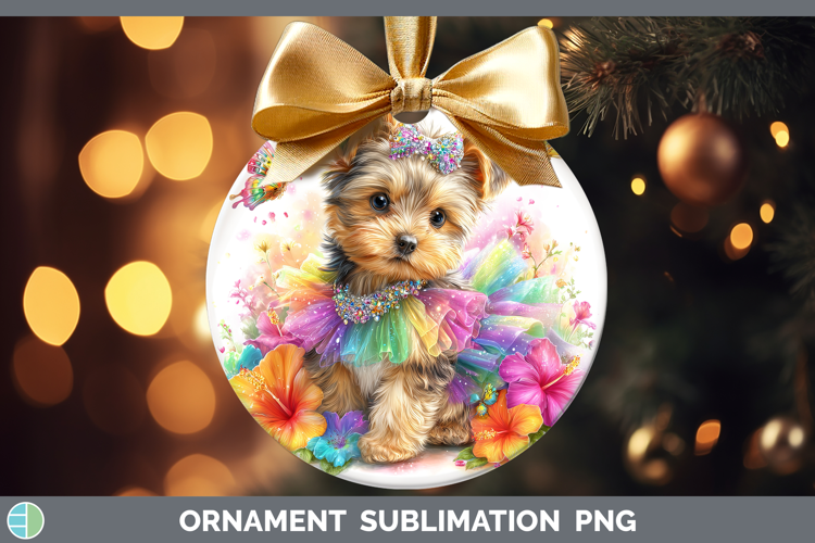 Dogs 01 Rainbow Summer Yorkshire Terrier Ornament Sublimatio
