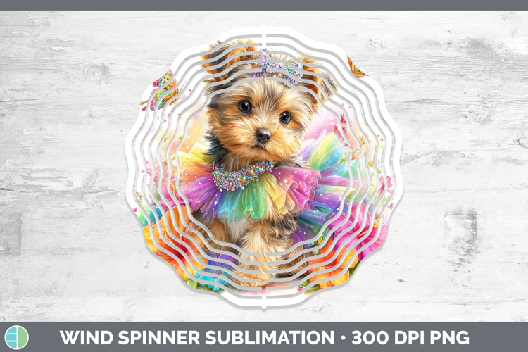 Dogs 01 Rainbow Summer Yorkshire Terrier Wind Spinner Sublim