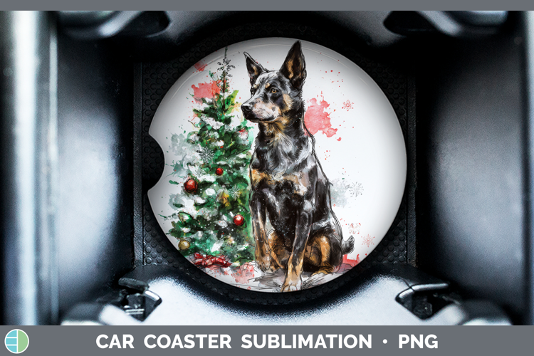 Australian Kelpie Car Coaster Dogs 01 Splash Christmas Subli