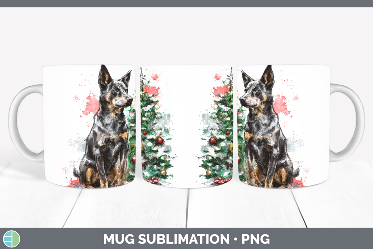 Australian Kelpie Mug Wrap Dogs 01 Splash Christmas Sublimat