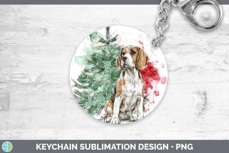 Beagle Keychain Dogs 01 Splash Christmas Sublimation Keyring