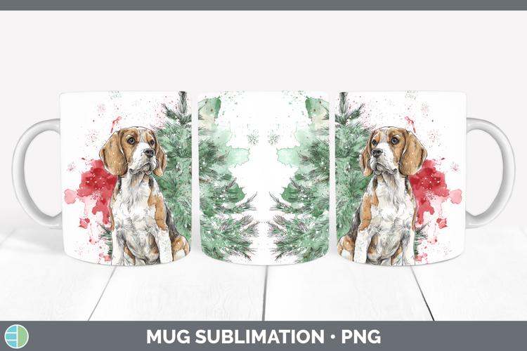 Beagle Mug Wrap Dogs 01 Splash Christmas Sublimation Coffee