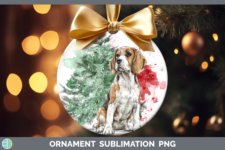 Beagle Ornament Dogs 01 Splash Christmas Sublimation Bauble