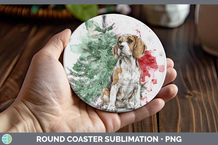 Beagle Round Coaster Dogs 01 Splash Christmas Sublimation Co