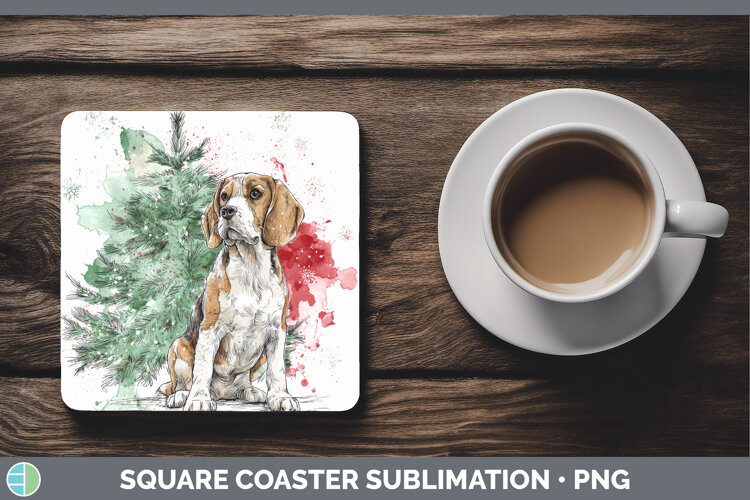 GorgeousDogs 01 Splash Christmas Square Coaster design.