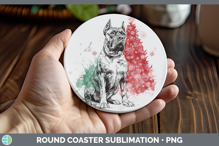 Cane Corso Round Coaster Dogs 01 Splash Christmas Sublimatio