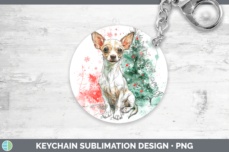 Chihuahua Keychain Dogs 01 Splash Christmas Sublimation Keyr