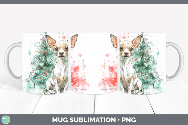 Chihuahua Mug Wrap Dogs 01 Splash Christmas Sublimation Coff