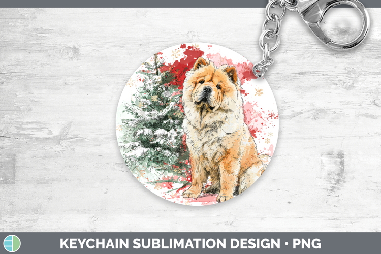 Chow Chow Keychain Dogs 01 Splash Christmas Sublimation Keyr