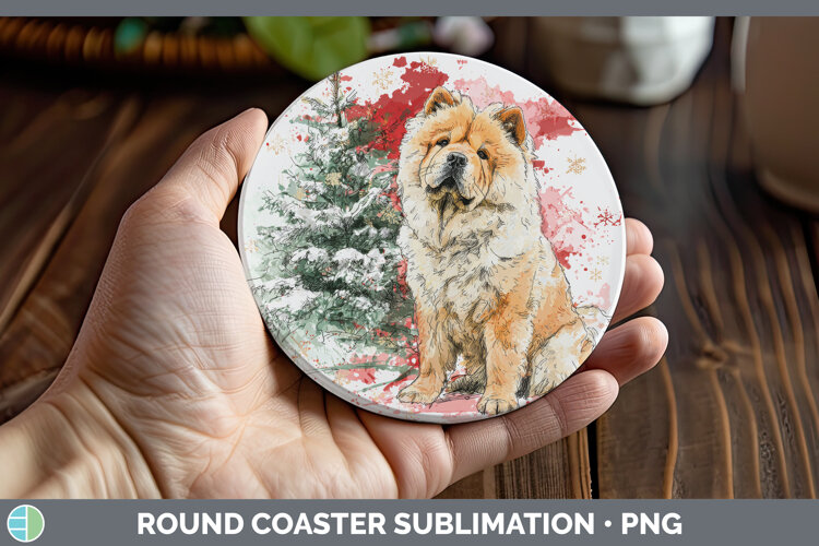 GorgeousDogs 01 Splash Christmas Round Coaster design.