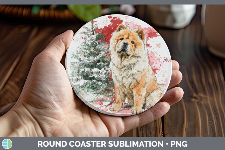 Chow Chow Round Coaster Dogs 01 Splash Christmas Sublimation