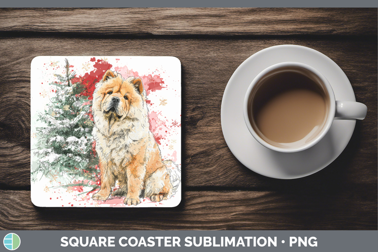 Chow Chow Square Coaster Dogs 01 Splash Christmas Sublimatio