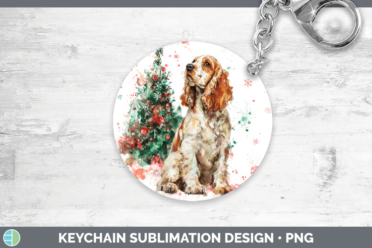 Cocker Spaniel Keychain Dogs 01 Splash Christmas Sublimation