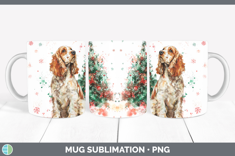 Cocker Spaniel Mug Wrap Dogs 01 Splash Christmas Sublimation
