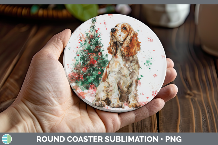 Cocker Spaniel Round Coaster Dogs 01 Splash Christmas Sublim