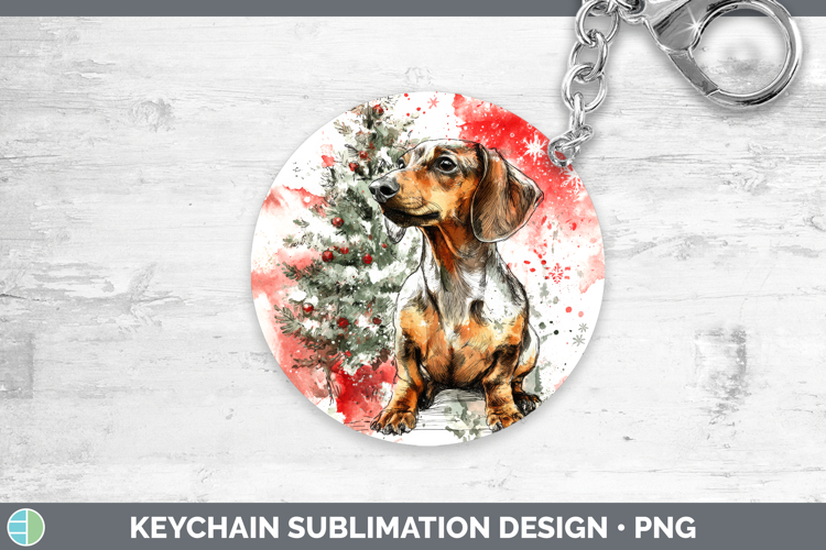 Dachshund Keychain Dogs 01 Splash Christmas Sublimation Keyr