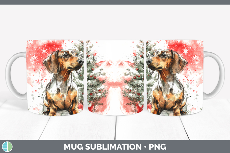Dachshund Mug Wrap Dogs 01 Splash Christmas Sublimation Coff