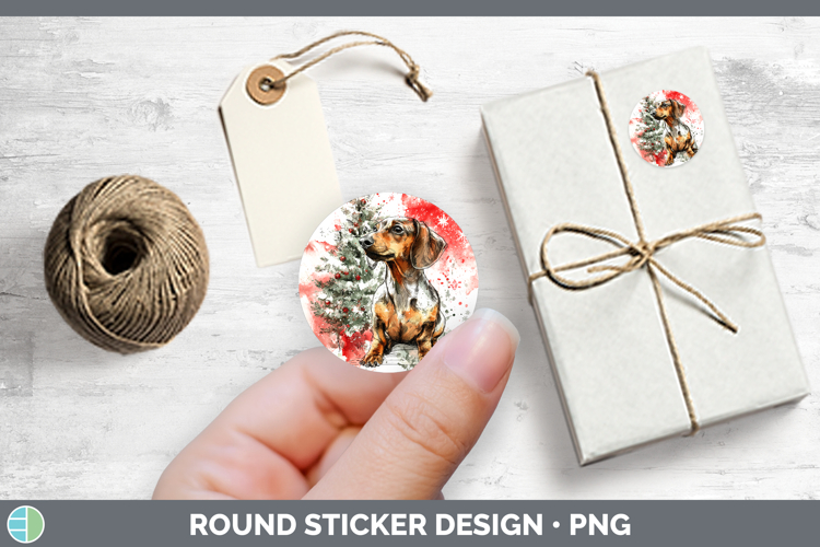Dogs 01 Splash Christmas Dachshund Stickers | Round Labels D