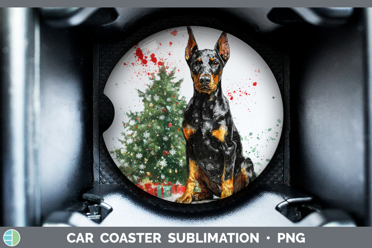 Doberman Pinscher Car Coaster Dogs 01 Splash Christmas Subli