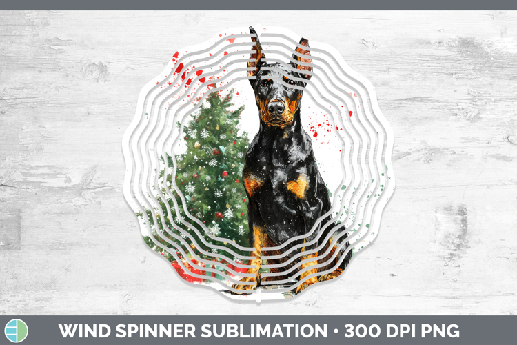 Doberman Pinscher Wind Spinner Dogs 01 Splash Christmas Subl