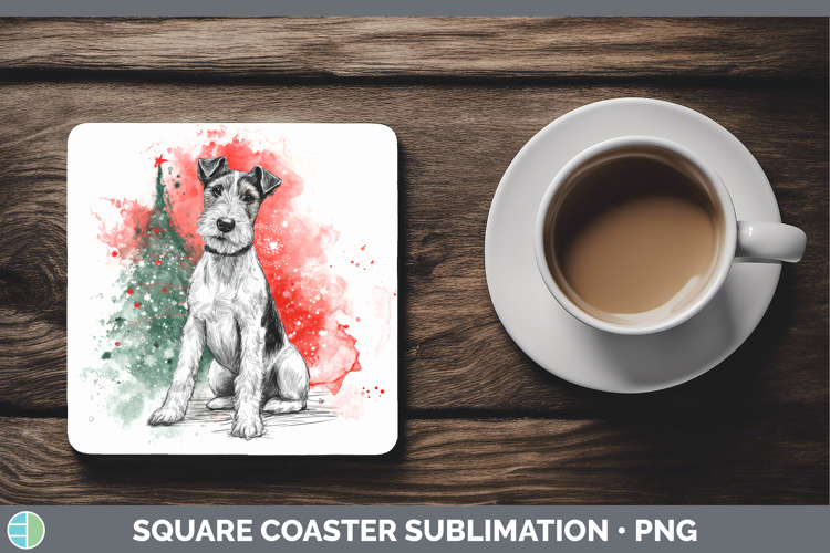 Fox Terrier Square Coaster Dogs 01 Splash Christmas Sublimat