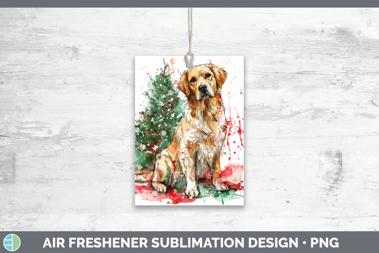 Golden Retriever Air Freshener Dogs 01 Splash Christmas Subl