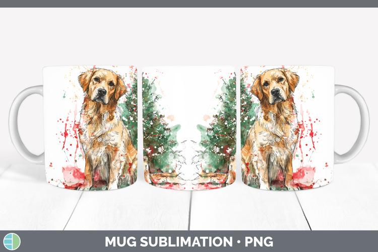 Golden Retriever Mug Wrap Dogs 01 Splash Christmas Sublimati