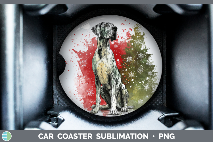 Great Dane Car Coaster Dogs 01 Splash Christmas Sublimation