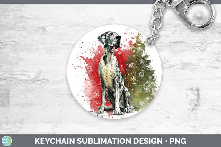 Great Dane Keychain Dogs 01 Splash Christmas Sublimation Key
