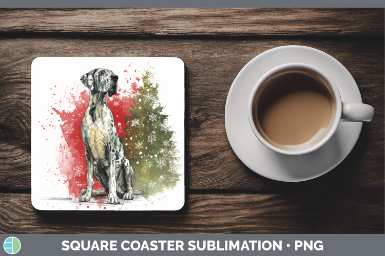 Great Dane Square Coaster Dogs 01 Splash Christmas Sublimati