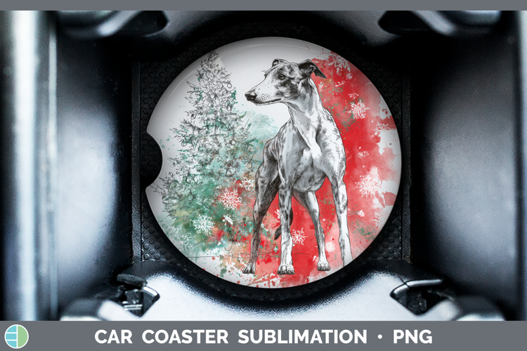 Greyhound Car Coaster Dogs 01 Splash Christmas Sublimation