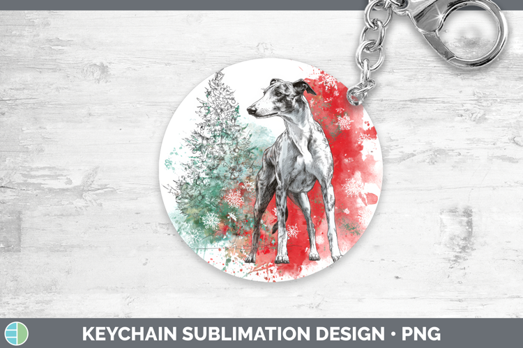 Greyhound Keychain Dogs 01 Splash Christmas Sublimation Keyr