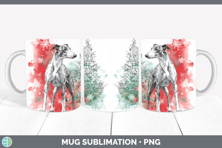 Greyhound Mug Wrap Dogs 01 Splash Christmas Sublimation Coff