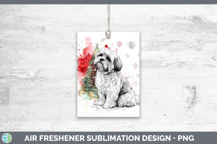 Lhasa Apso Air Freshener Dogs 01 Splash Christmas Sublimatio