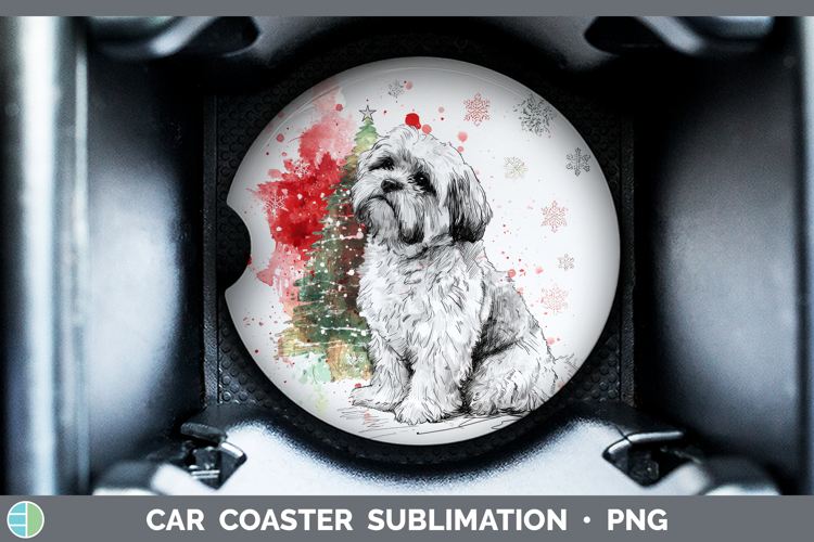 Lhasa Apso Car Coaster Dogs 01 Splash Christmas Sublimation