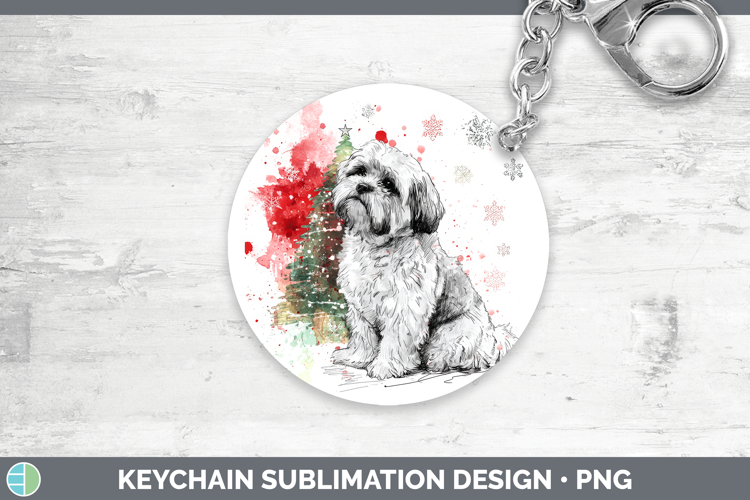 Lhasa Apso Keychain Dogs 01 Splash Christmas Sublimation Key