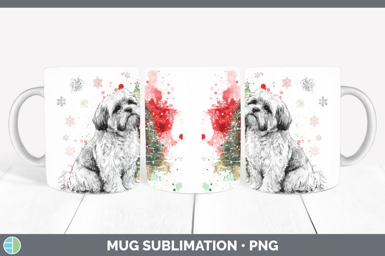 Lhasa Apso Mug Wrap Dogs 01 Splash Christmas Sublimation Cof