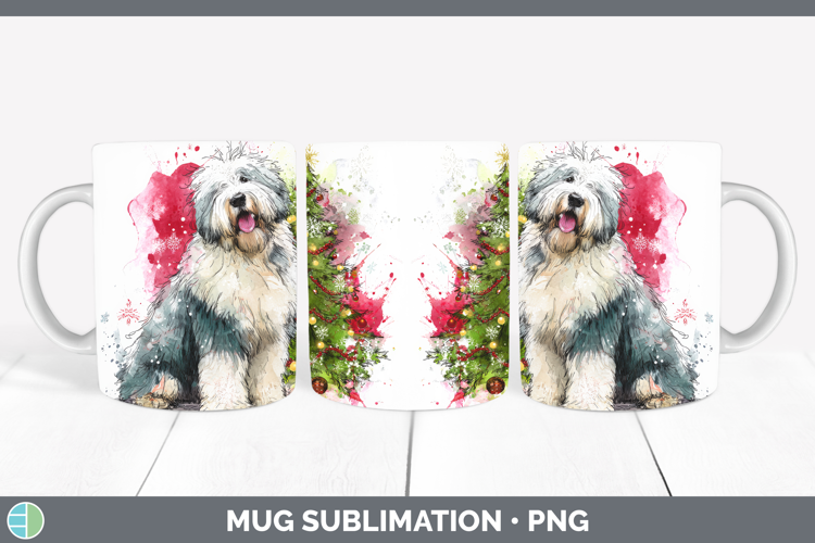 Old English Sheepdog Mug Wrap Dogs 01 Splash Christmas Subli