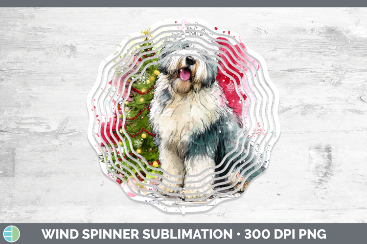 Old English Sheepdog Wind Spinner Dogs 01 Splash Christmas S