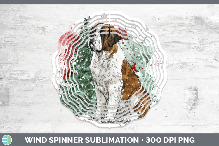 Saint Bernard Wind Spinner Dogs 01 Splash Christmas Sublimat