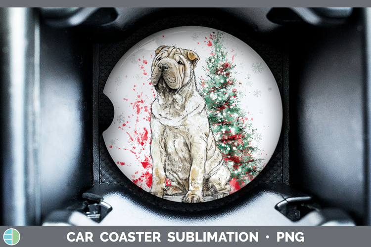 Shar Pei Car Coaster Dogs 01 Splash Christmas Sublimation D