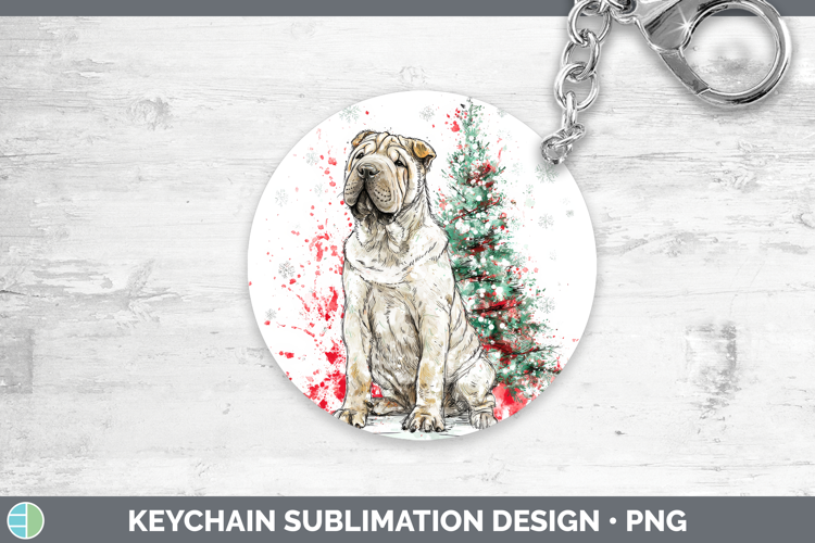 Shar Pei Keychain Dogs 01 Splash Christmas Sublimation Keyri
