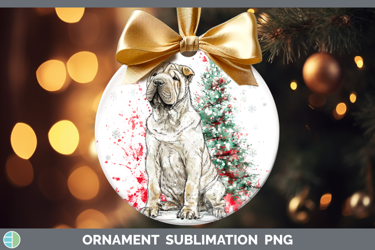 Shar Pei Ornament Dogs 01 Splash Christmas Sublimation Baubl