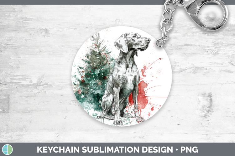 Weimaraner Keychain Dogs 01 Splash Christmas Sublimation Key